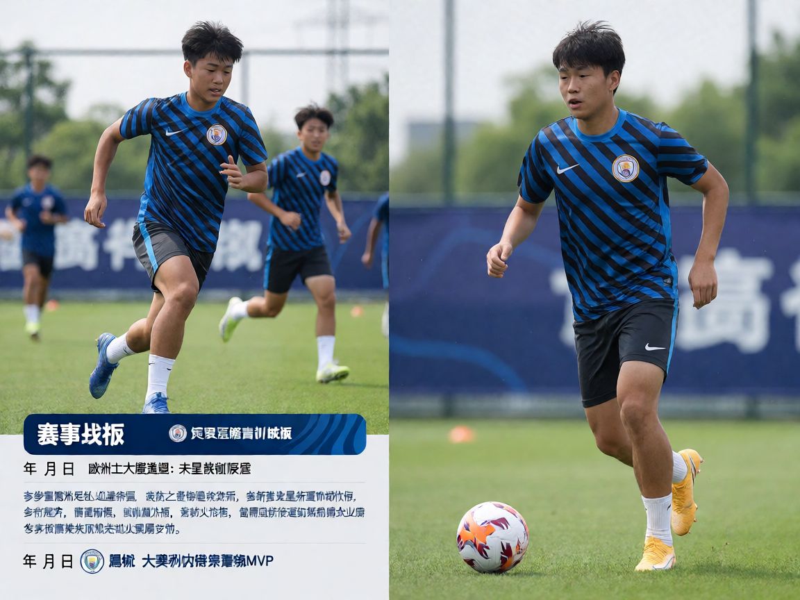 足球青训营，年轻球员在训练场上奔跑